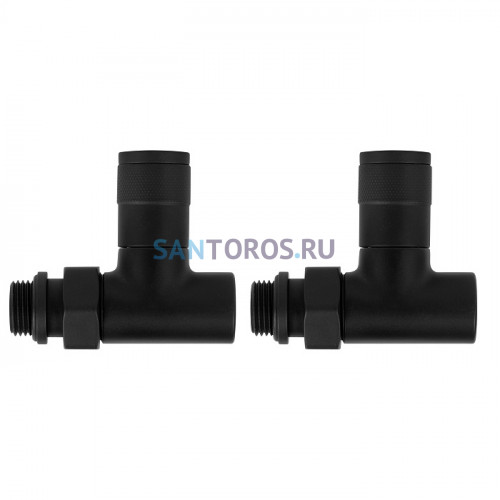 Набор дизайн-вентилей Royal Thermo PIANO, прямой (черный) 1/2 Royal-Thermo RTE 56.0011
